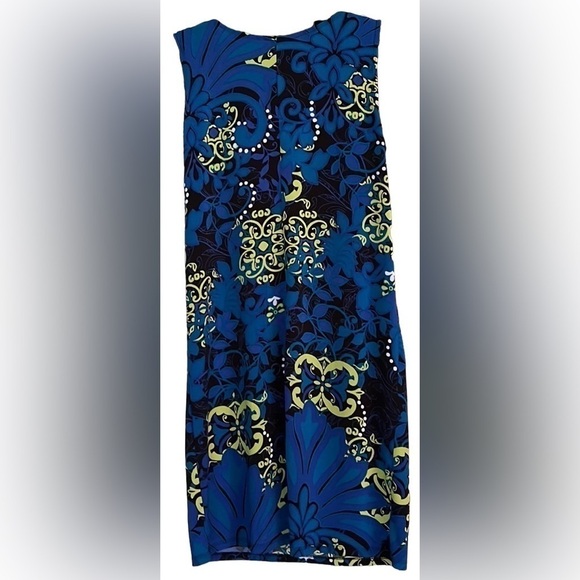 CATO Royal/Navy/Lime/White Floral Medallion Pattern Sleeveless Dress, Small, GUC - Picture 7 of 7